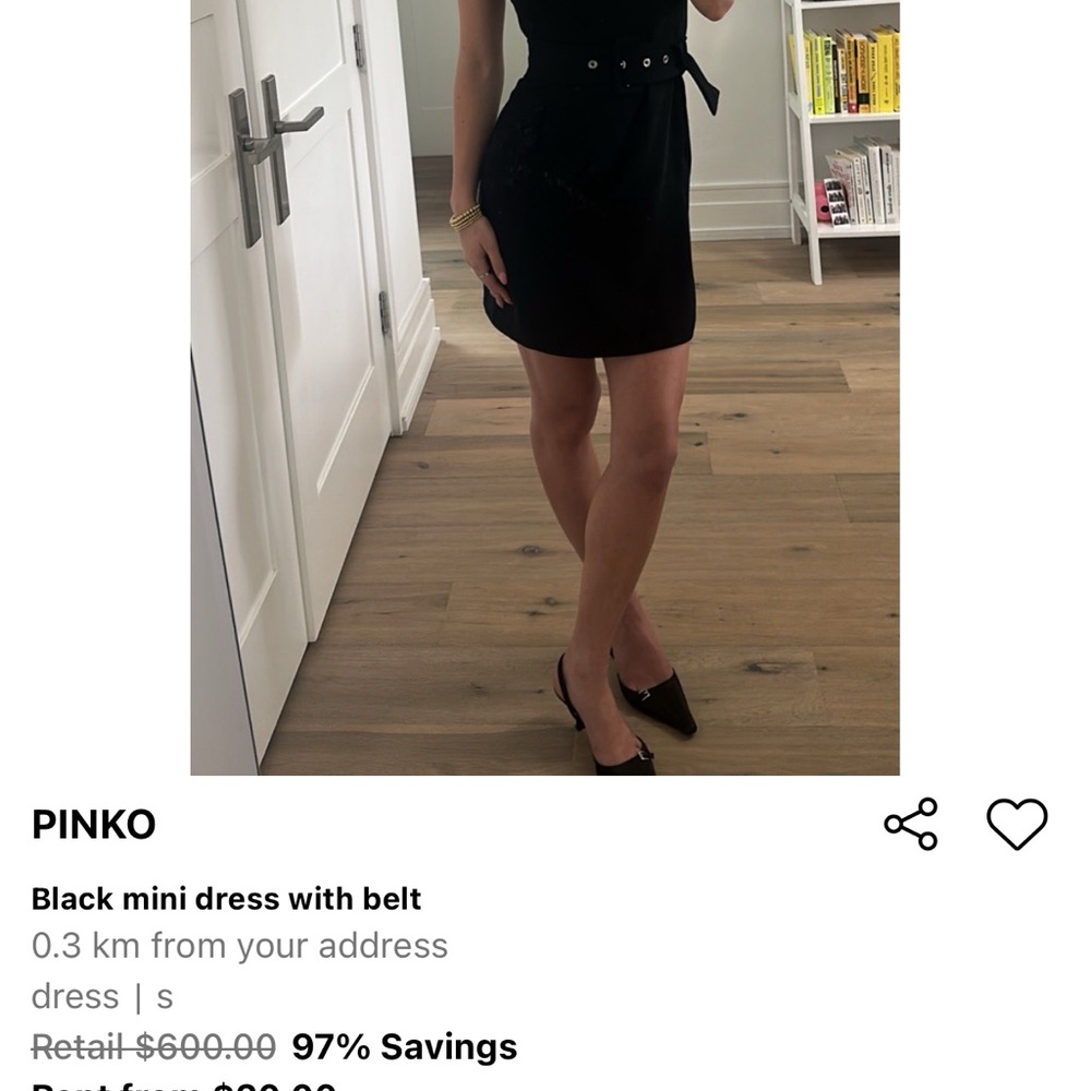 Pinko Elegant Black Mini Dress with Belt